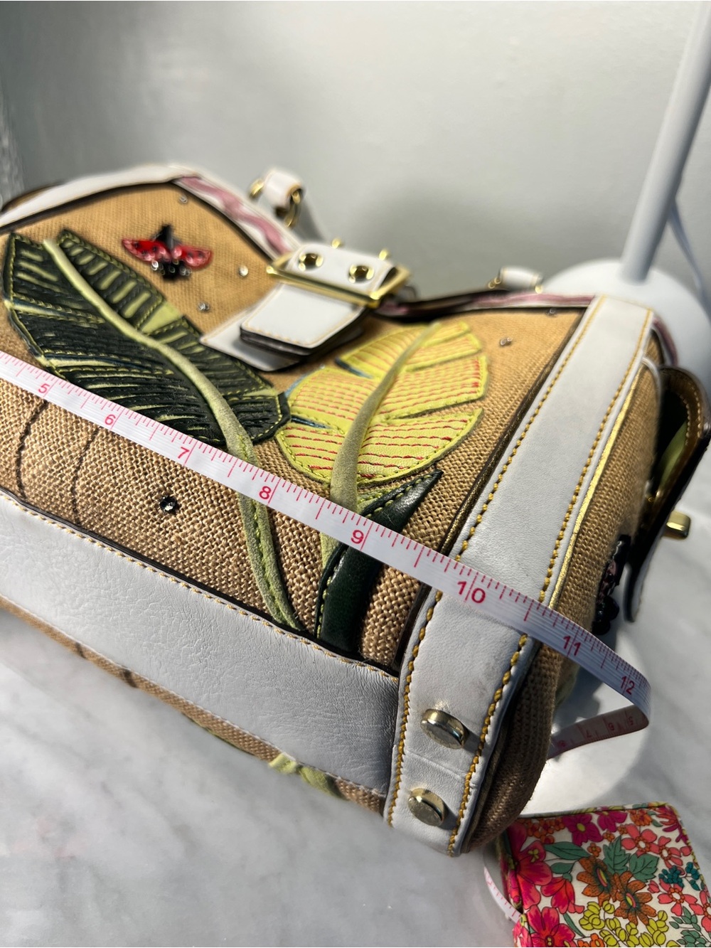 VINTAGE Coach RARE Y2K Leafy Ladybug Boxy Straw Tote Bag Limited Edition 4439 - Picture 15 of 17